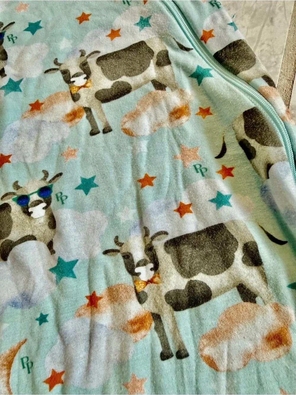 Posh peanut sleeping cow bamboo sleep sack .5tog 0-6 months
